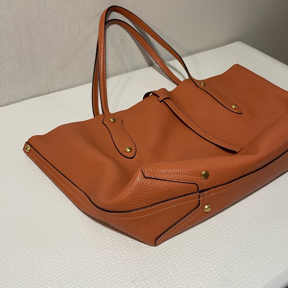 Annabel Ingall Cognac Brown Pebbled Leather Tote - Picture 4 of 15